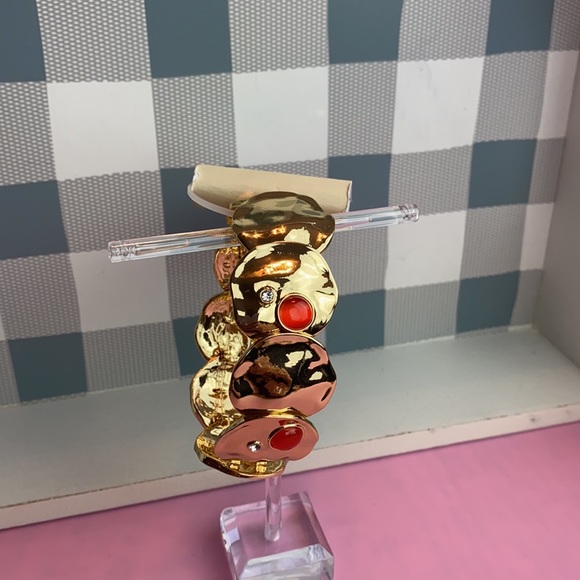 Nordstrom 14th & Union Molten Coin Stretch Bracelet Gold Orange - Picture 2 of 10